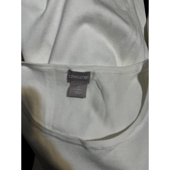 CHICO'S Sweater Size L (2) Ivory LS Knit Top w/Button Detail Casual Tunic Basic - Picture 6 of 6